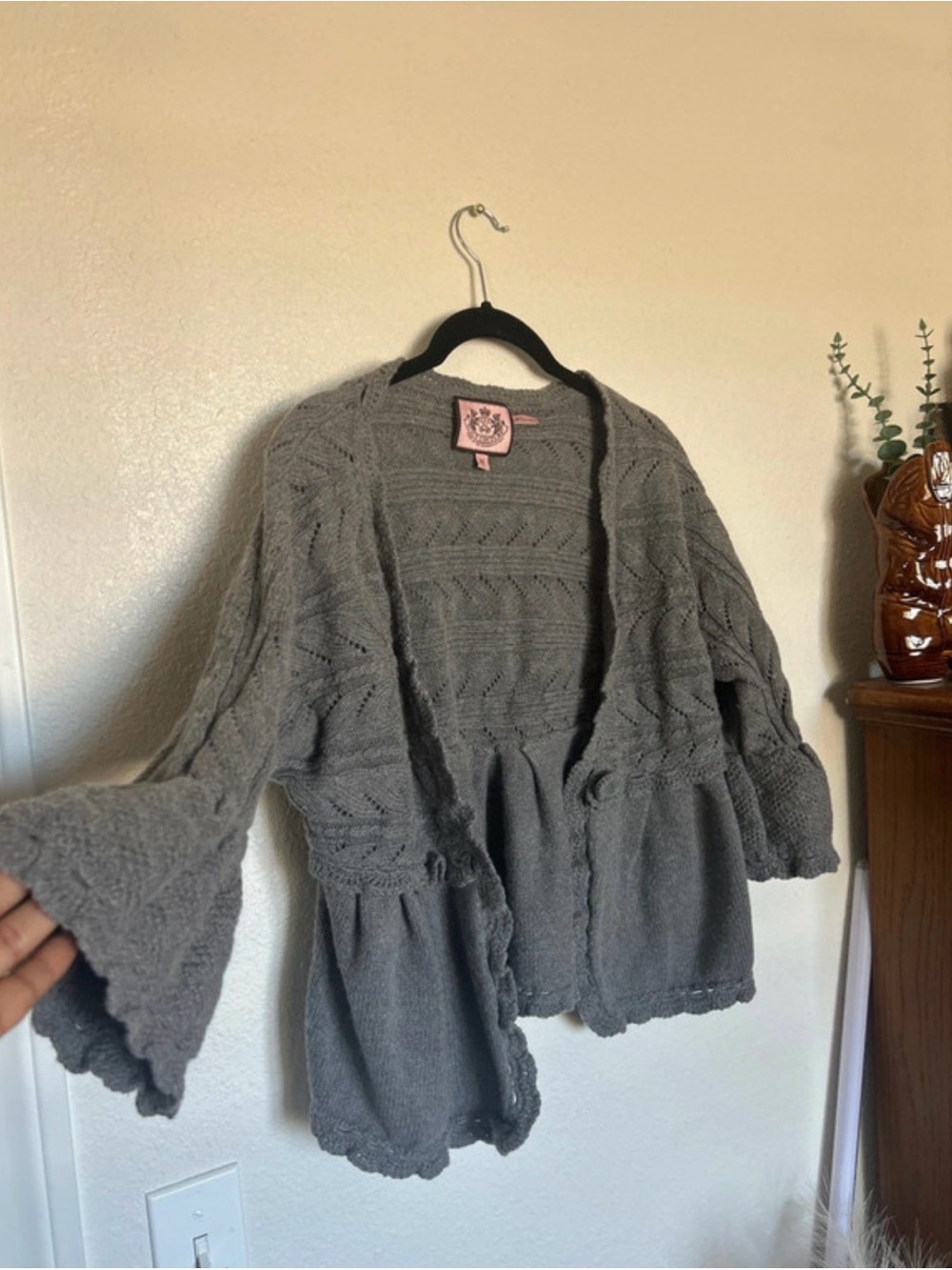 Y2k Juicy Couture flare sleeve babydoll cardigan sweater
